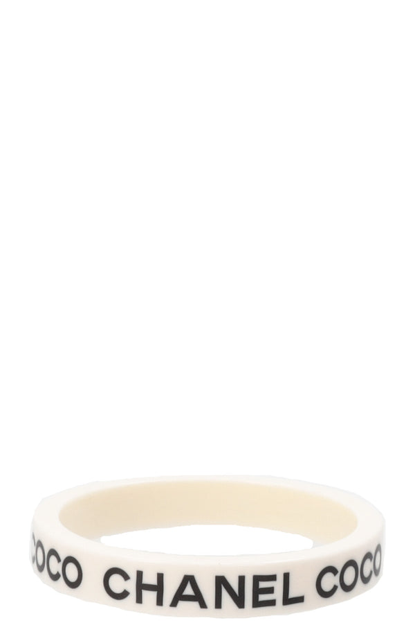 CHANEL 2007 Coco Bangle White Black