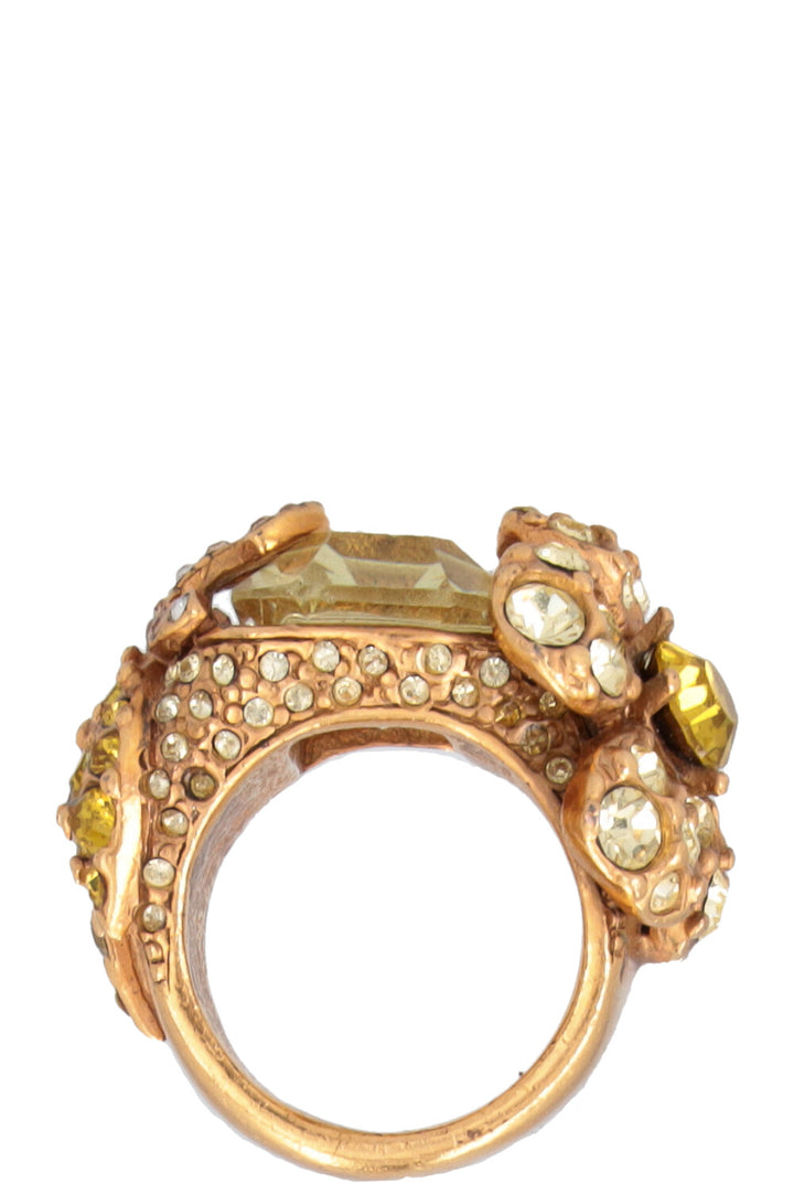 CHANEL 2005 CC Ring Crystals Gold