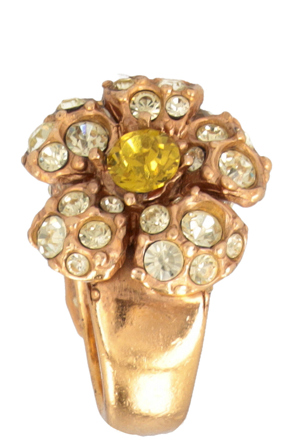 CHANEL 2005 CC Ring Crystals Gold