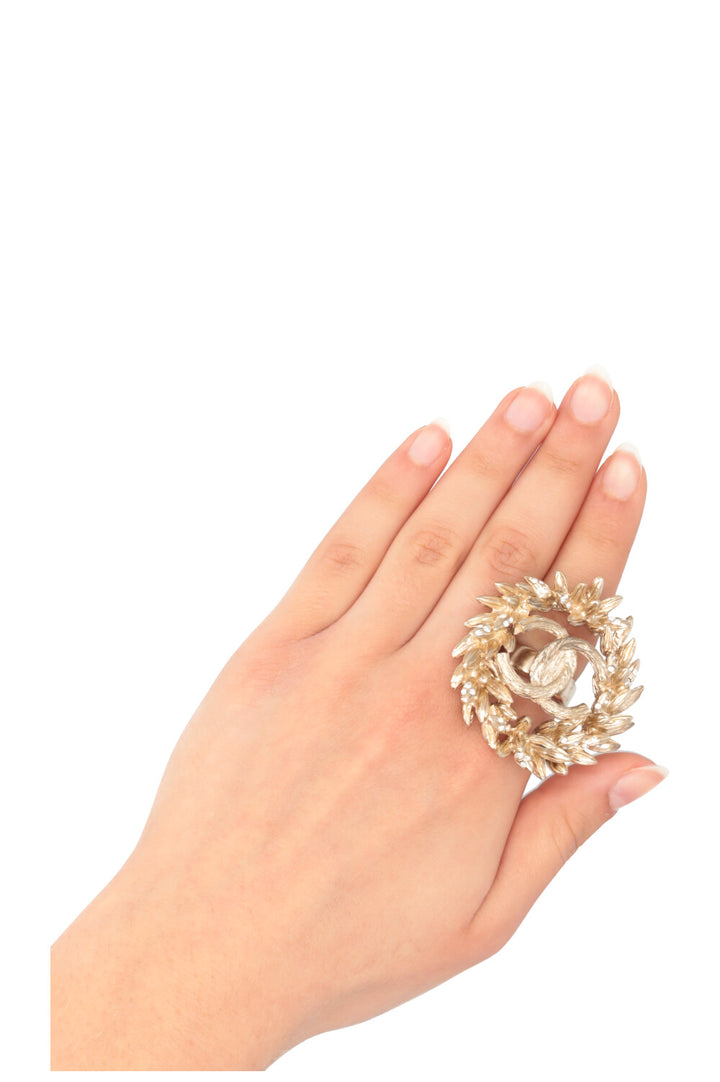 CHANEL 2010 CC Wheat Ring Gold