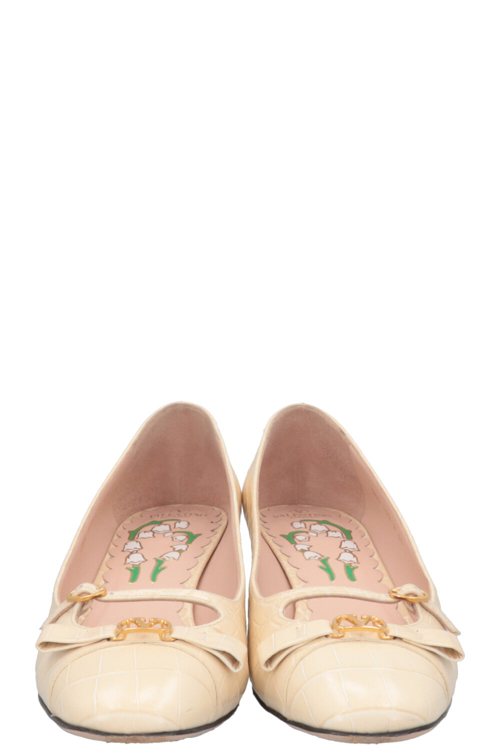 VALENTINO Bowow Square Toe Pumps Beige