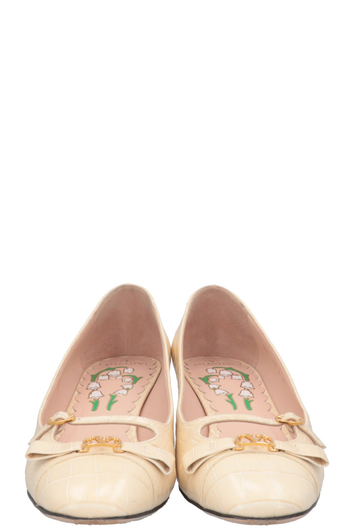 VALENTINO Bowow Square Toe Pumps Beige