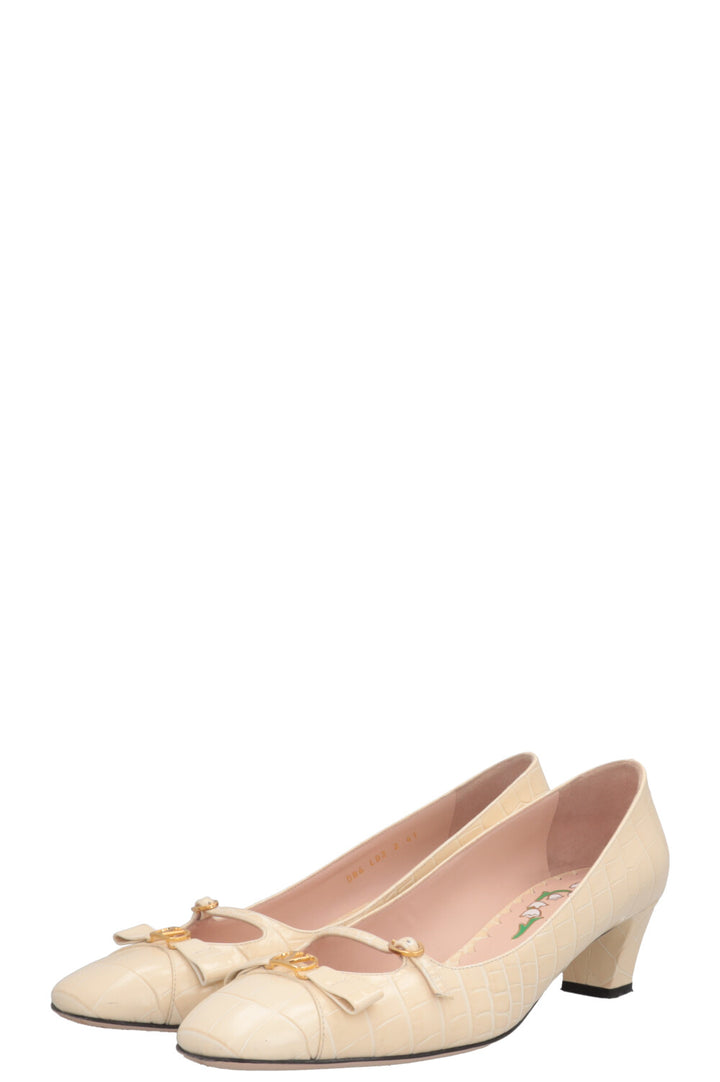 VALENTINO Bowow Square Toe Pumps Beige