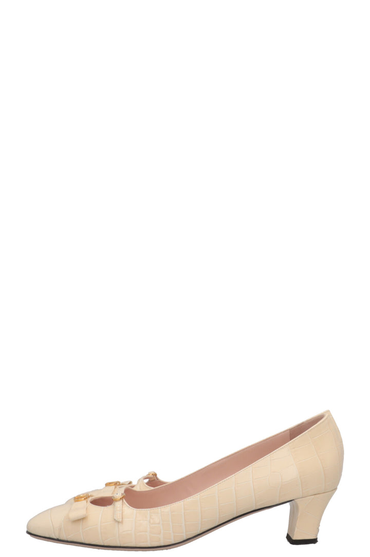 VALENTINO Bowow Square Toe Pumps Beige