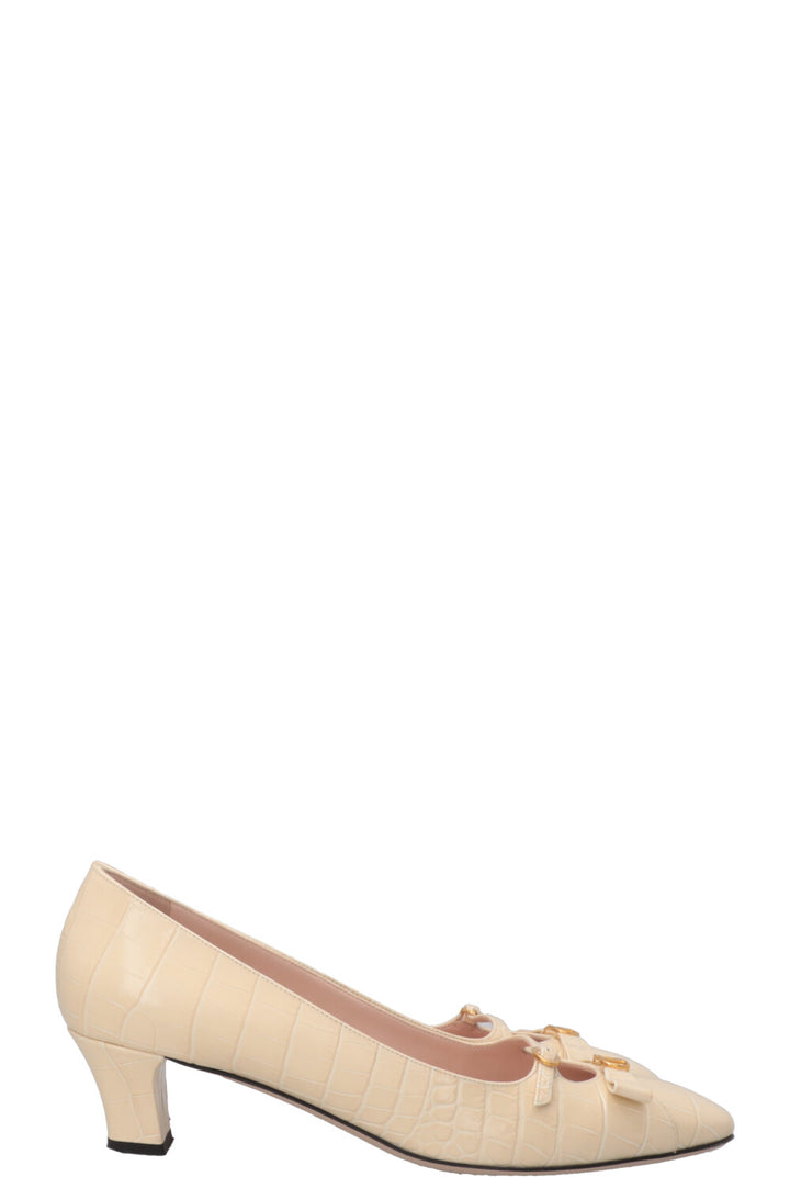 VALENTINO Bowow Square Toe Pumps Beige