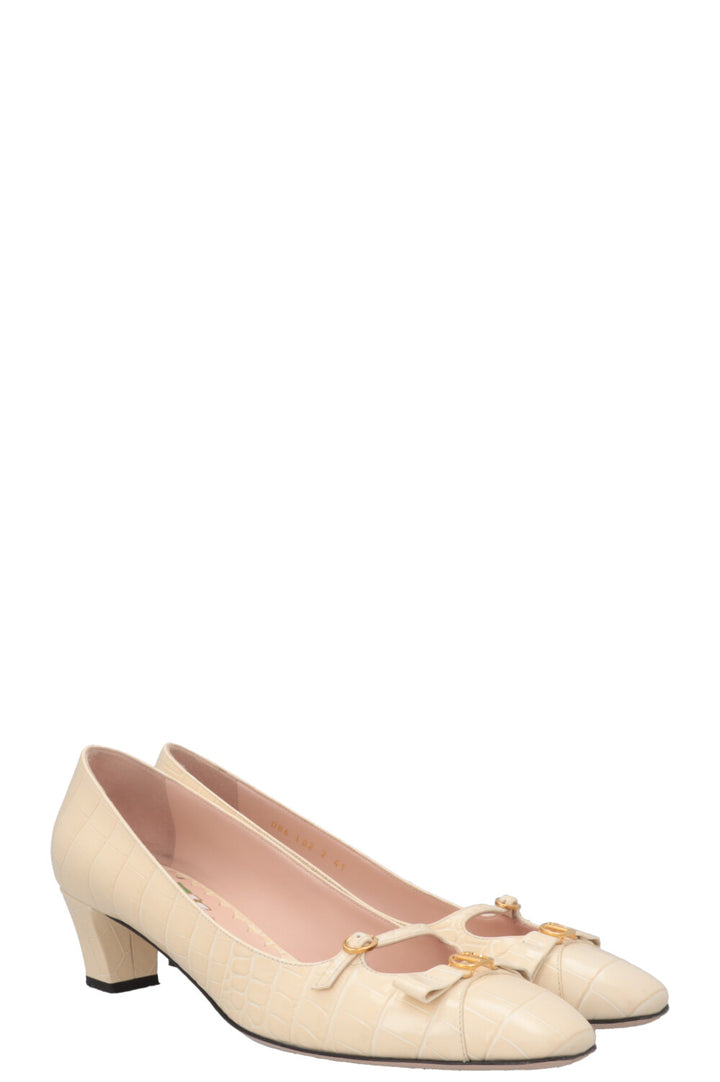 VALENTINO Bowow Square Toe Pumps Beige