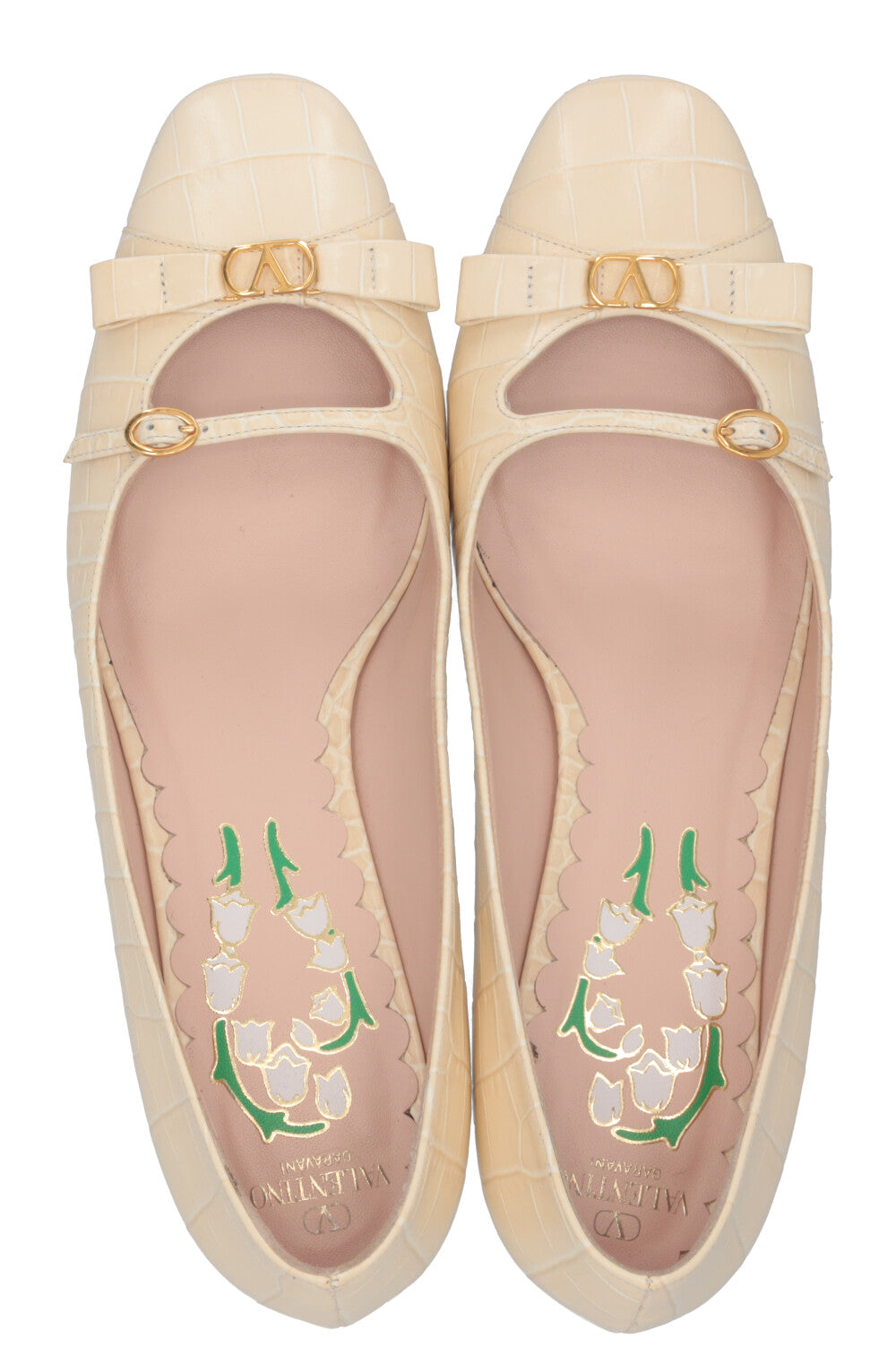 VALENTINO Bowow Square Toe Pumps Beige