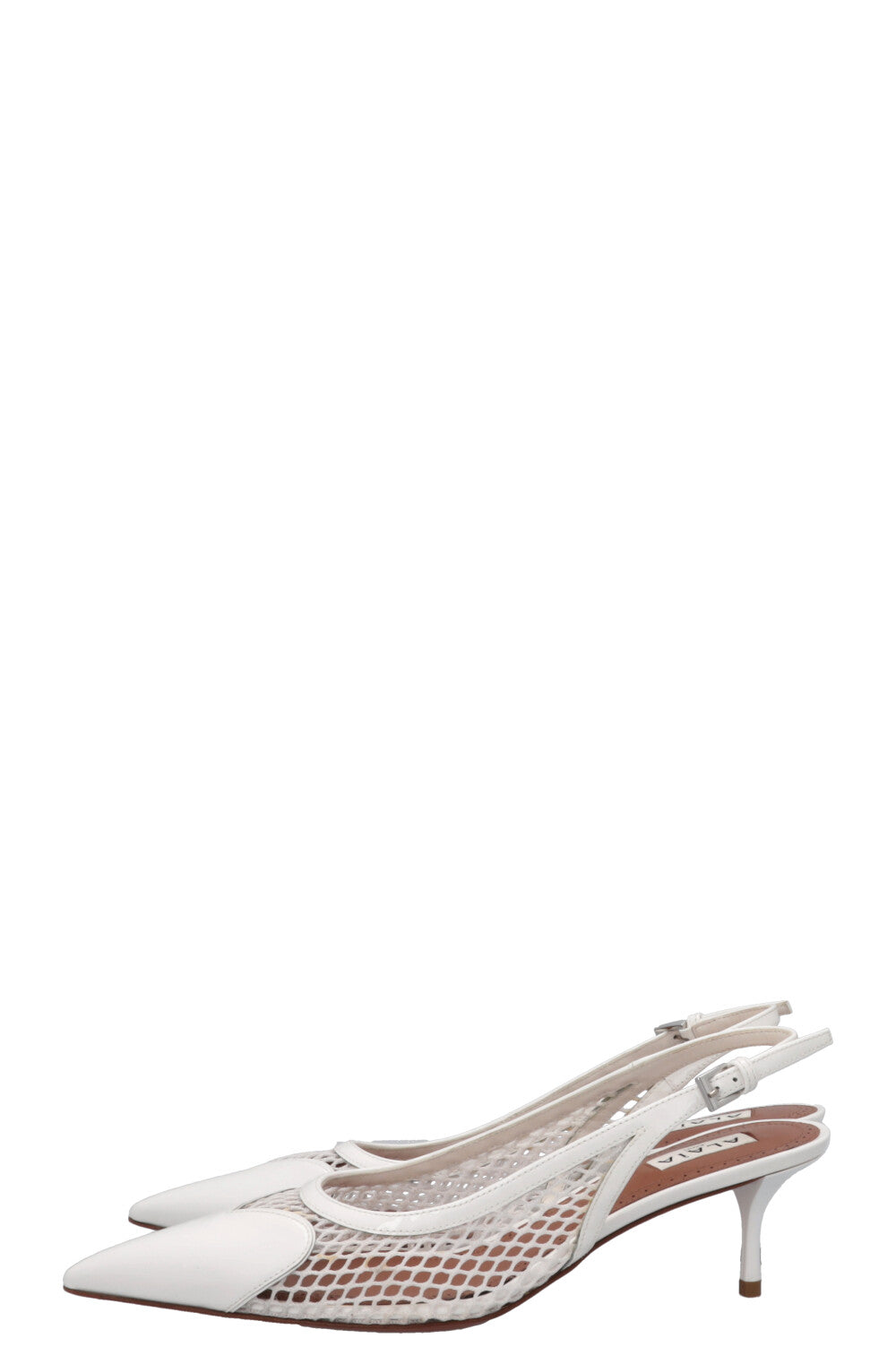 ALAIA Le Cœur Mesh Kitten Heels Blanc