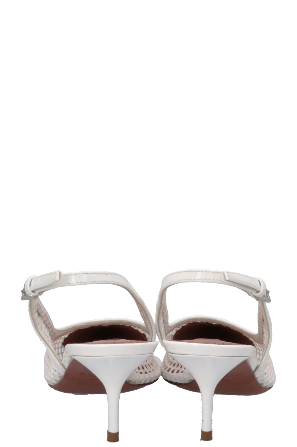 ALAIA Le Cœur Mesh Kitten Heels Blanc