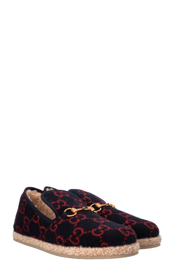 Espadrilles GUCCI Jordaan en peau lainée bleu marine