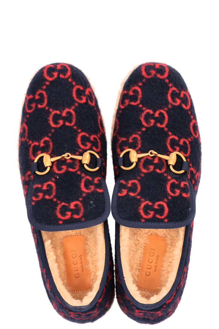 GUCCI Shearling Jordaan Espadrilles Navy