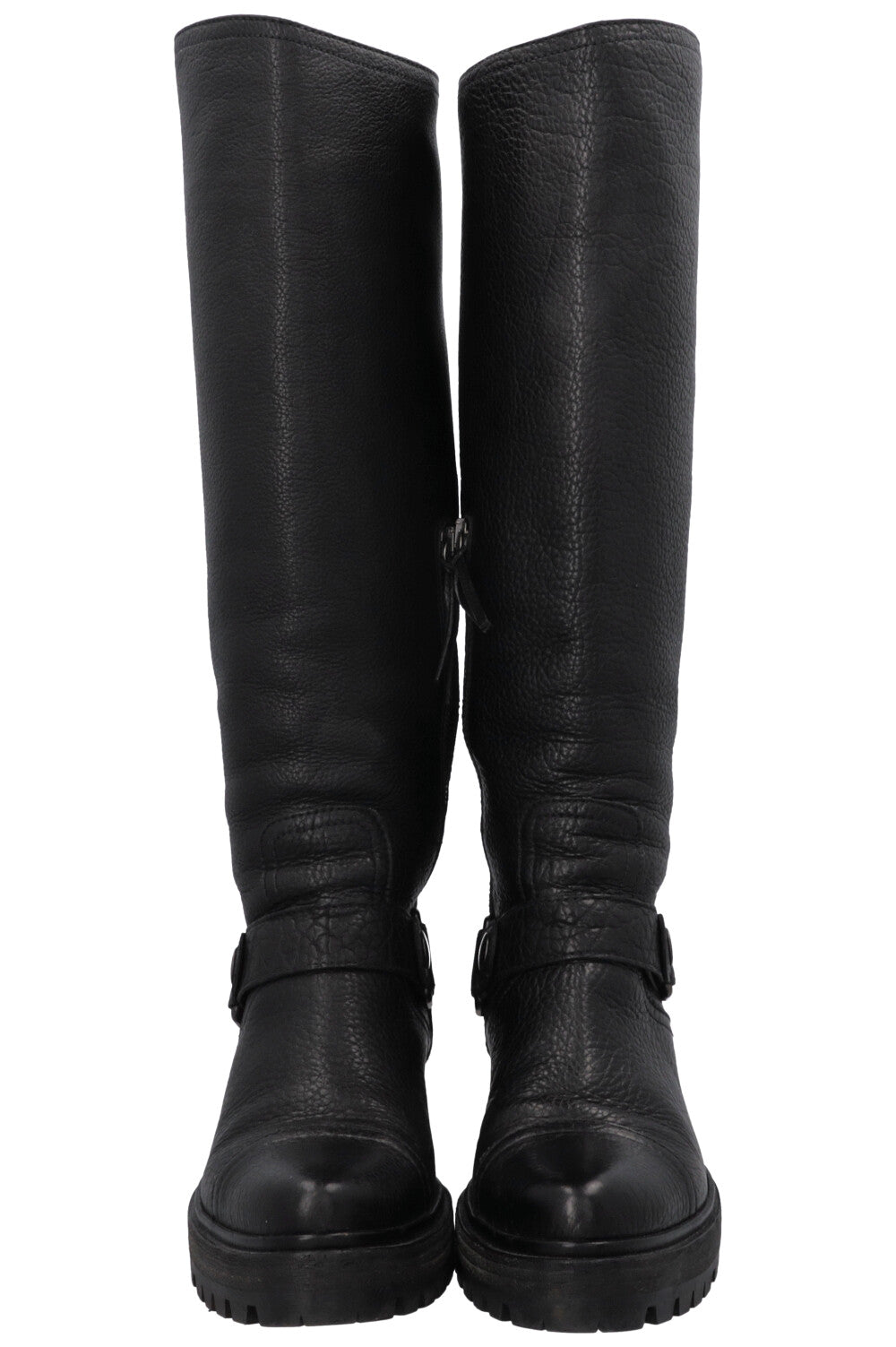 MIU MIU Buckled Knee High Boots Black