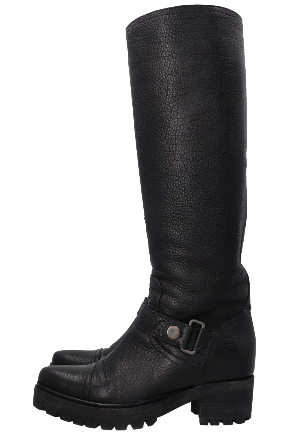 MIU MIU Buckled Knee High Boots Black