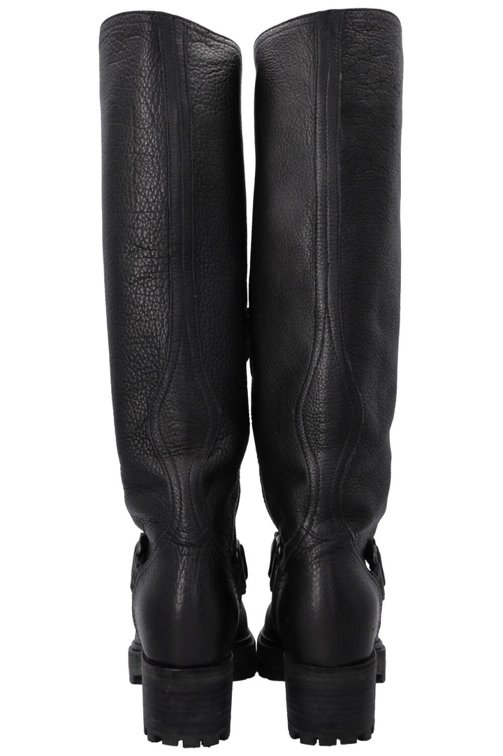 MIU MIU Buckled Knee High Boots Black