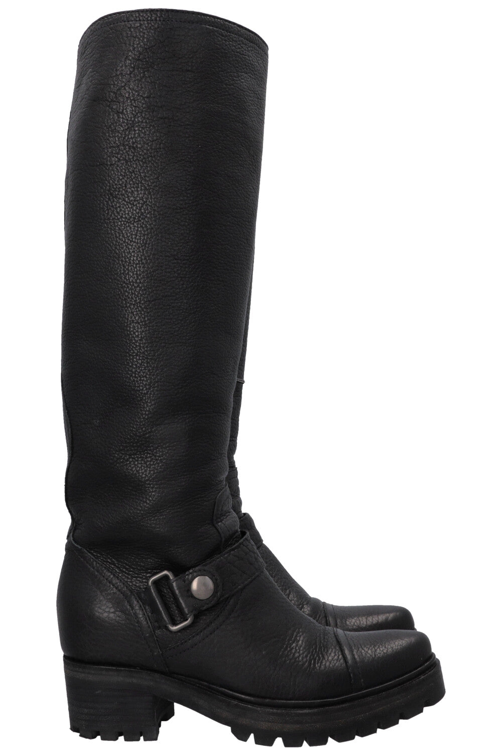 MIU MIU Buckled Knee High Boots Black