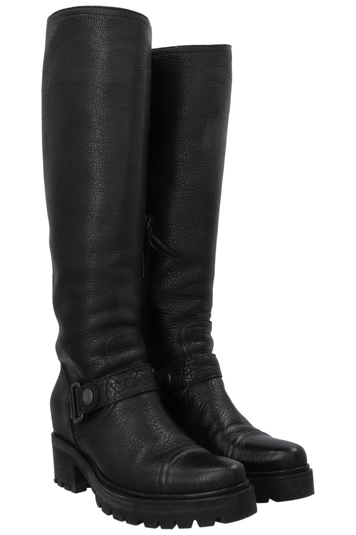MIU MIU Buckled Knee High Boots Black