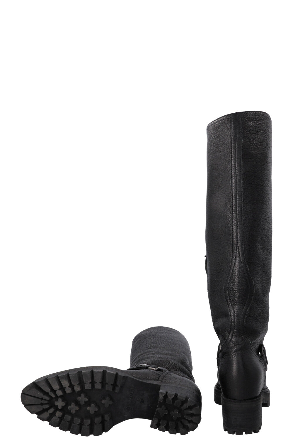 MIU MIU Buckled Knee High Boots Black
