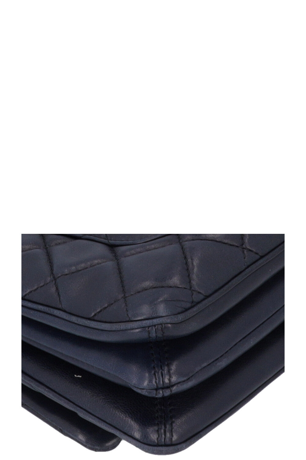 CHANEL Small Single Flap Bag Leather Navy
