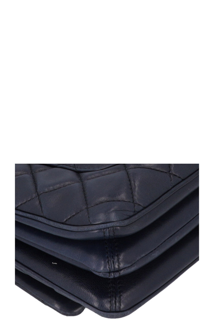 CHANEL Small Single Flap Bag Leather Navy