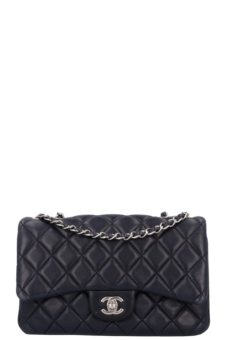 CHANEL Small Single Flap Bag Leather Navy