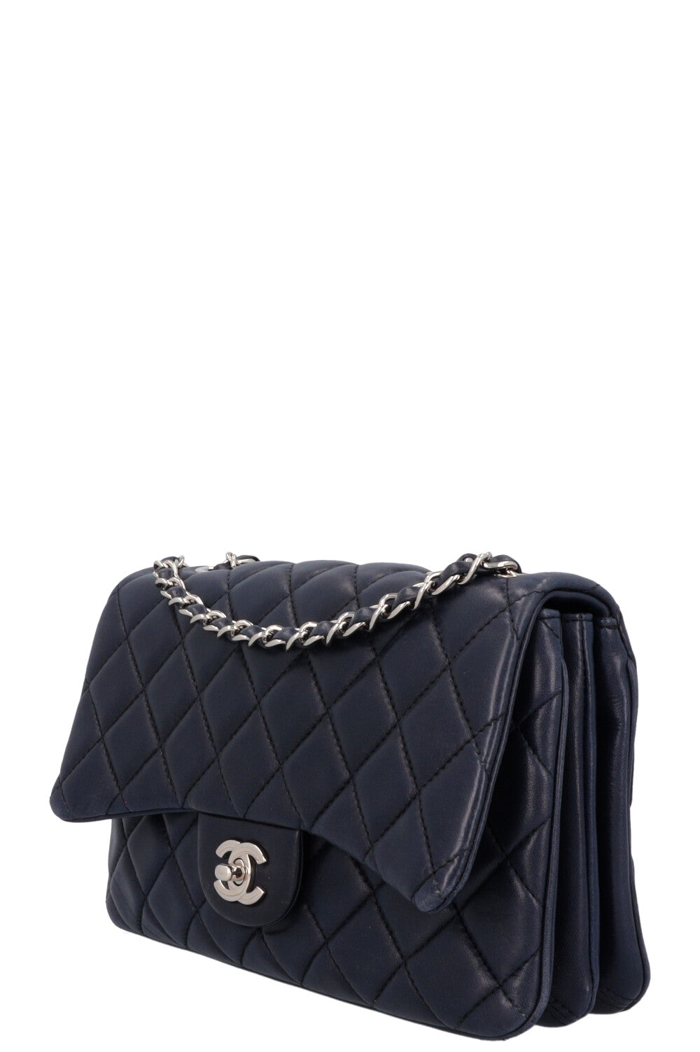 CHANEL Petit Sac à Rabat Simple Cuir Marine – REAWAKE