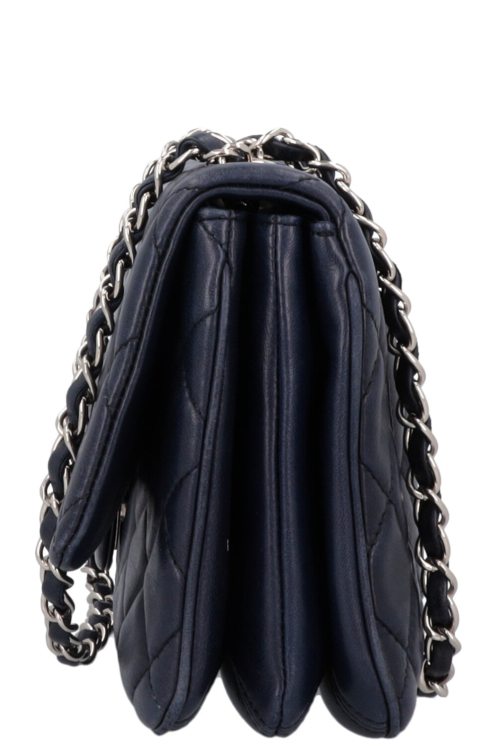 CHANEL Small Single Flap Bag Leather Navy