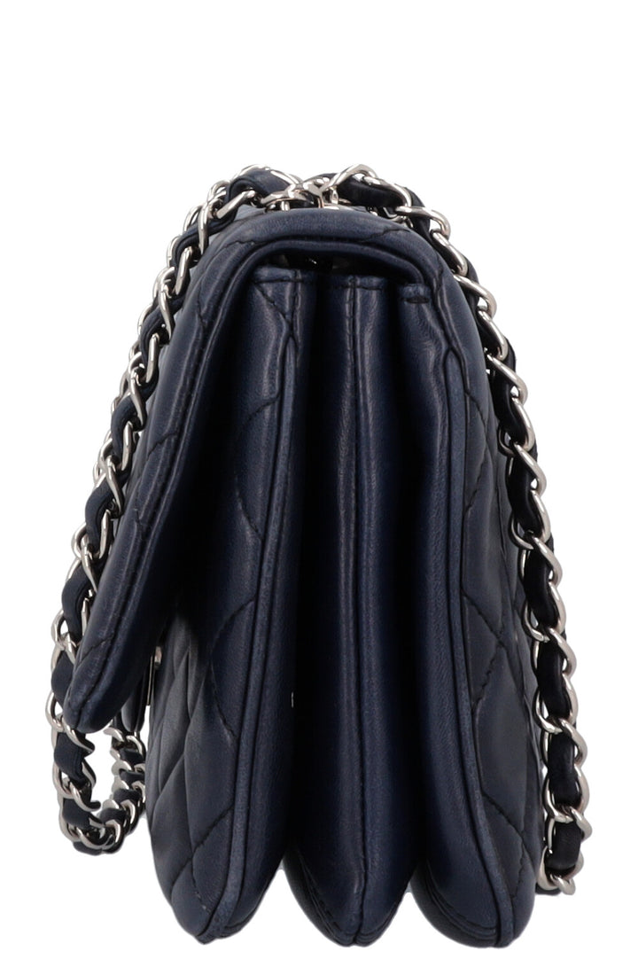 CHANEL Small Single Flap Bag Leather Navy