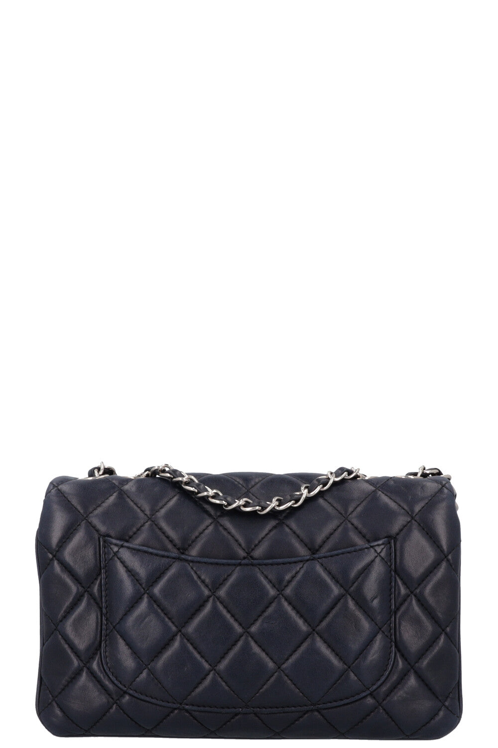 CHANEL Small Single Flap Bag Leather Navy