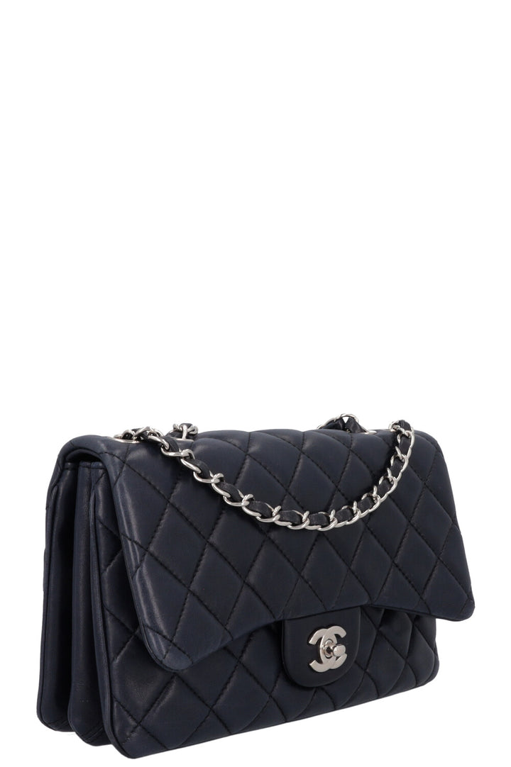 CHANEL Small Single Flap Bag Leather Navy