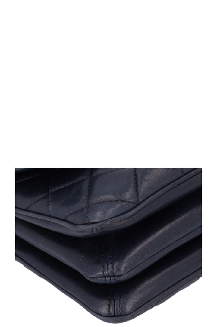 CHANEL Small Single Flap Bag Leather Navy