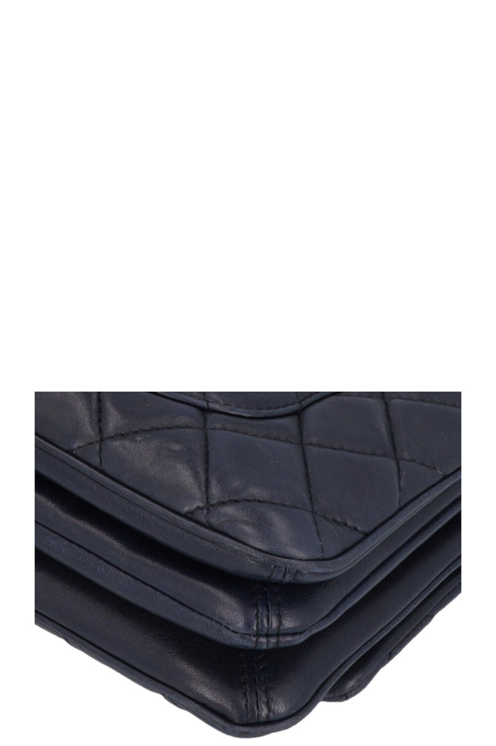 CHANEL Small Single Flap Bag Leather Navy