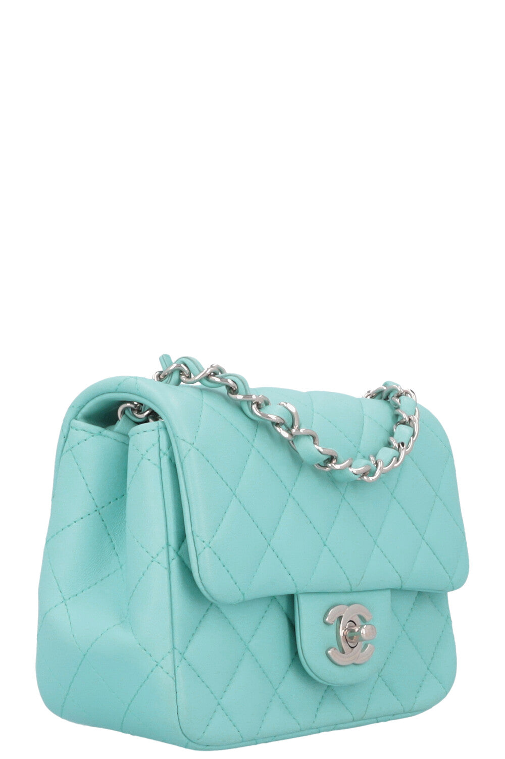 CHANEL Mini Square Crossbody Bag Blue