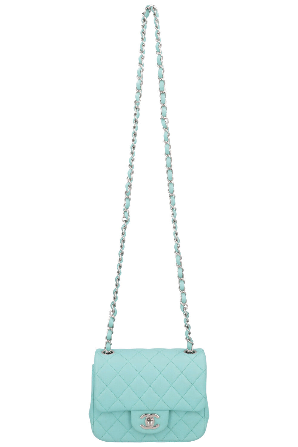 CHANEL Mini Square Crossbody Bag Blue