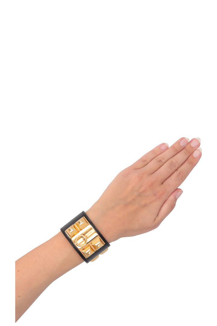 HERMÈS Collier de Chien Bracelet Black Gold