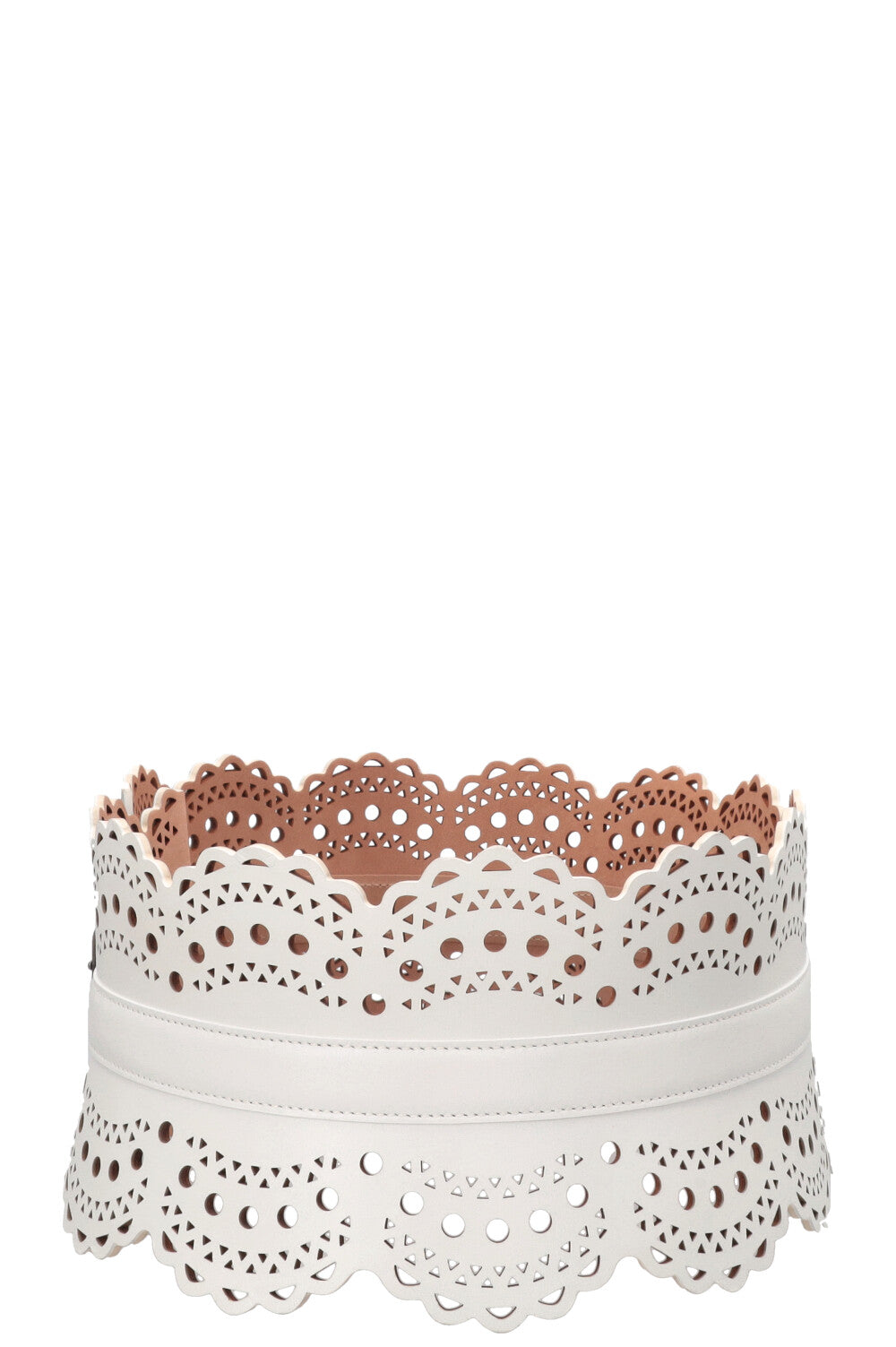 ALAÏA Laser Cut Waist Belt Leather White