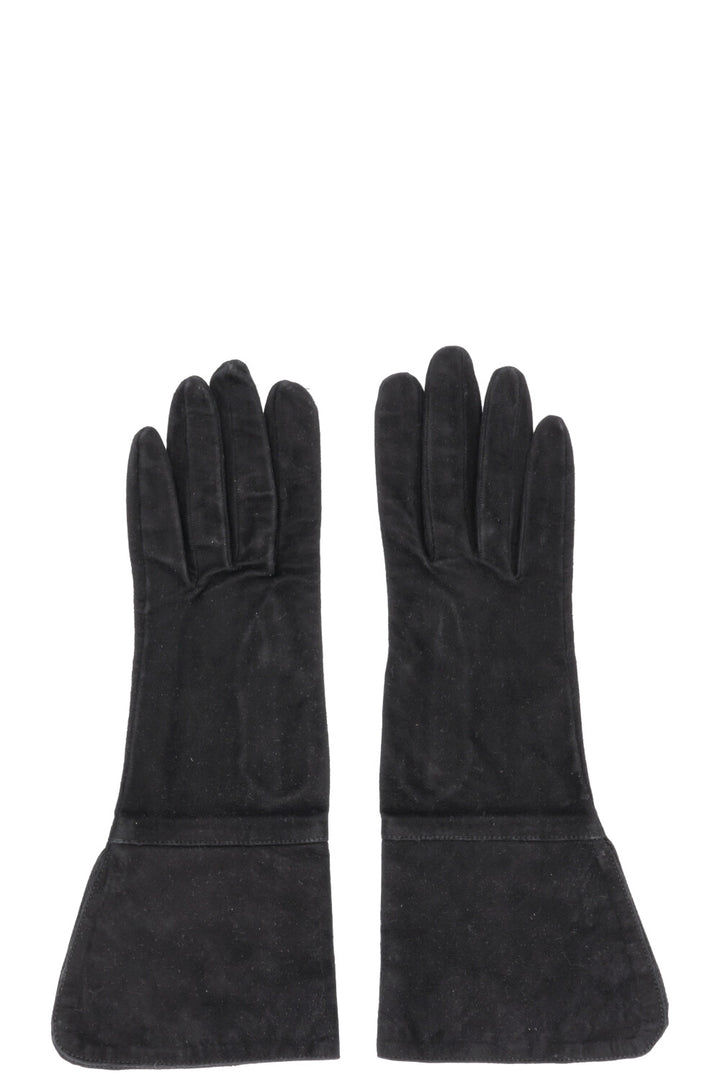 Gants longs CHANEL CC en daim noir