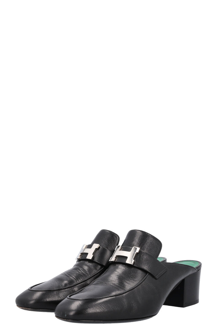 HERMÈS Paradis Mules Heels Black &amp; Green