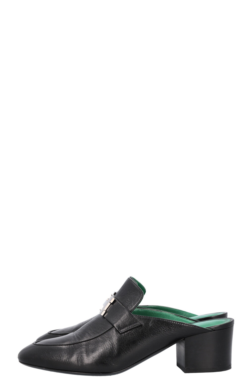 HERMÈS Paradis Mules Heels Black &amp; Green