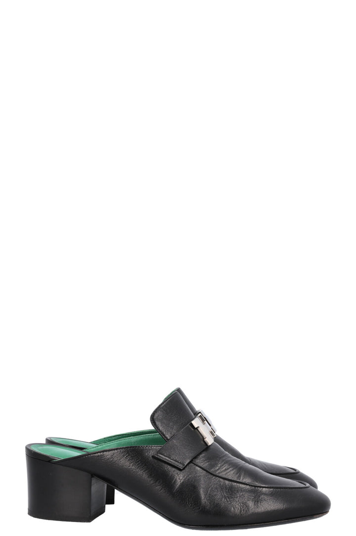 HERMÈS Paradis Mules Heels Black &amp; Green