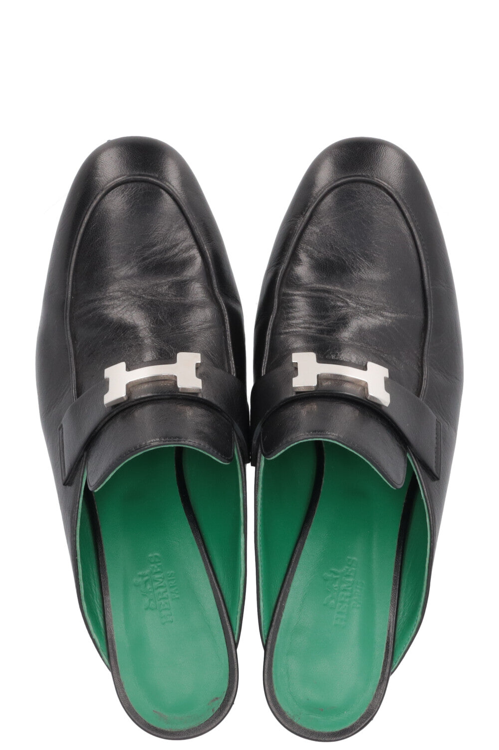 HERMÈS Paradis Mules Heels Black &amp; Green