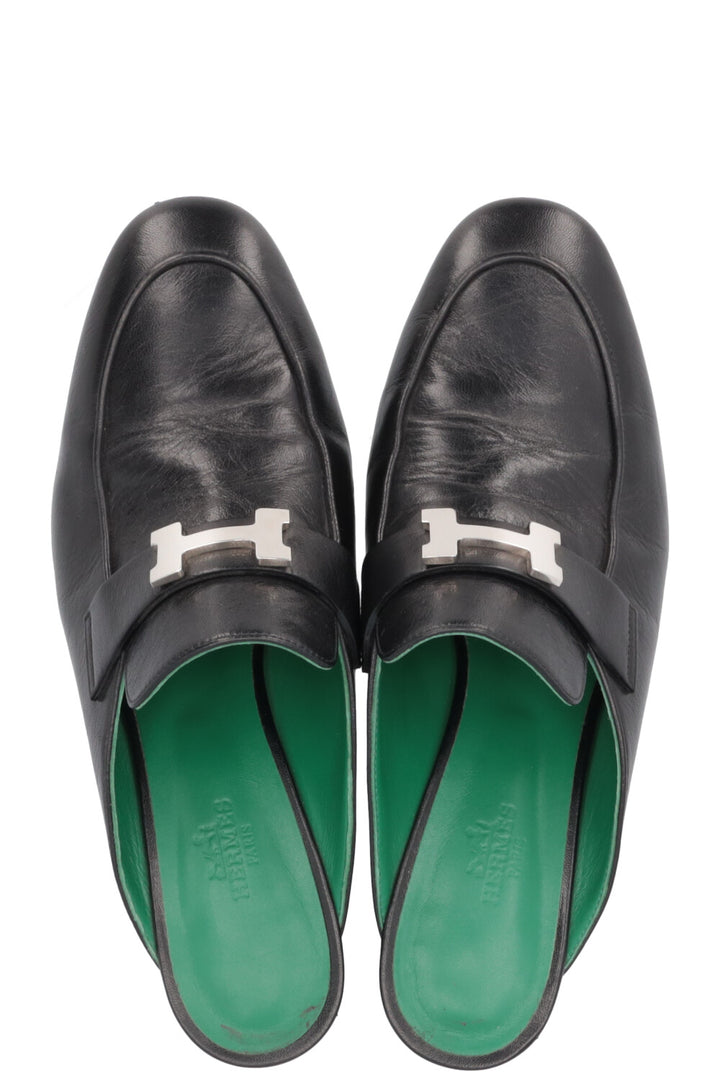 HERMÈS Paradis Mules Heels Black &amp; Green
