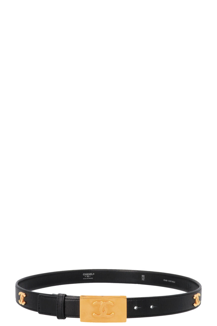 CHANEL 1997 CC Logo Belt Black