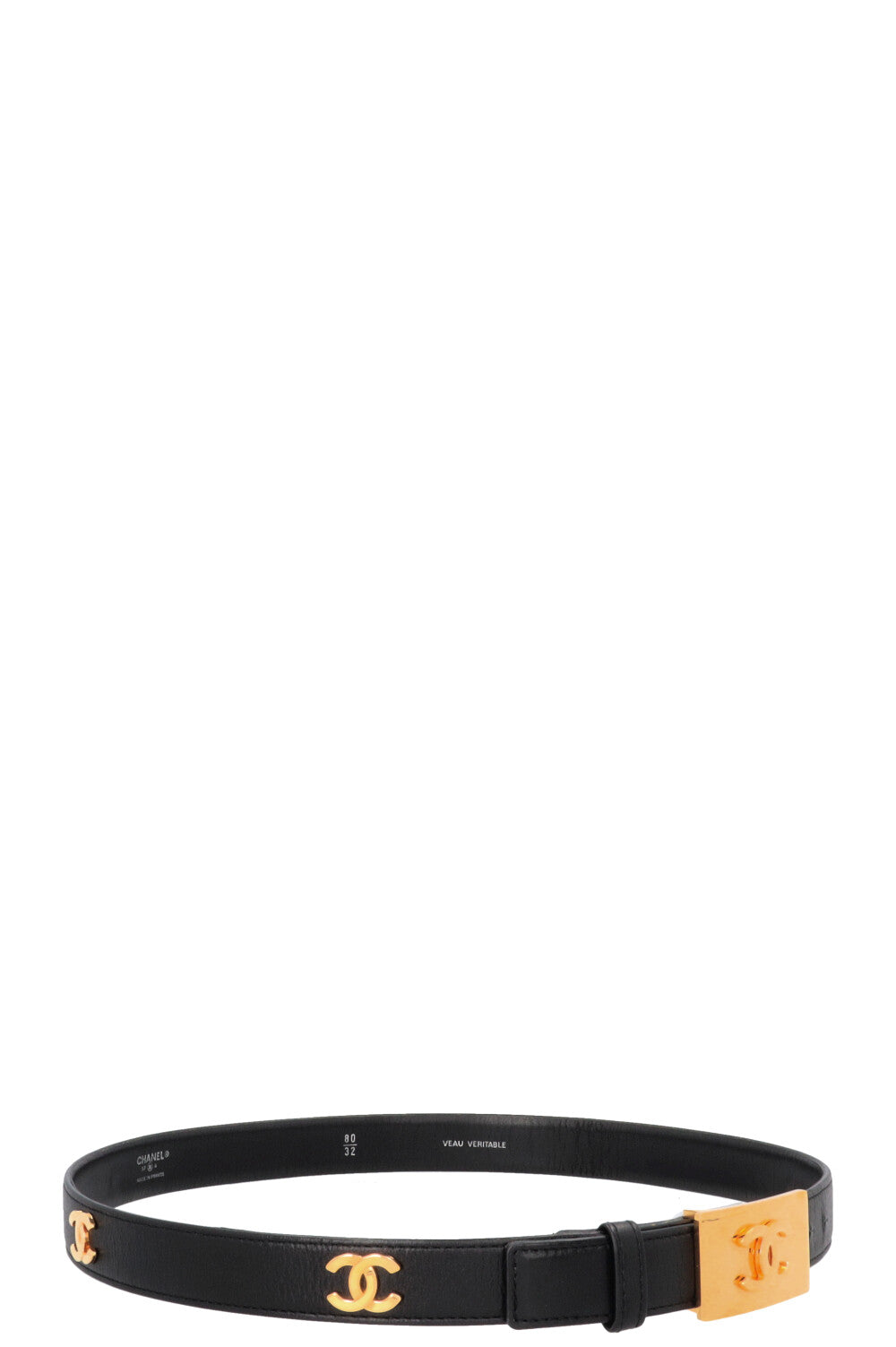 CHANEL 1997 CC Logo Belt Black