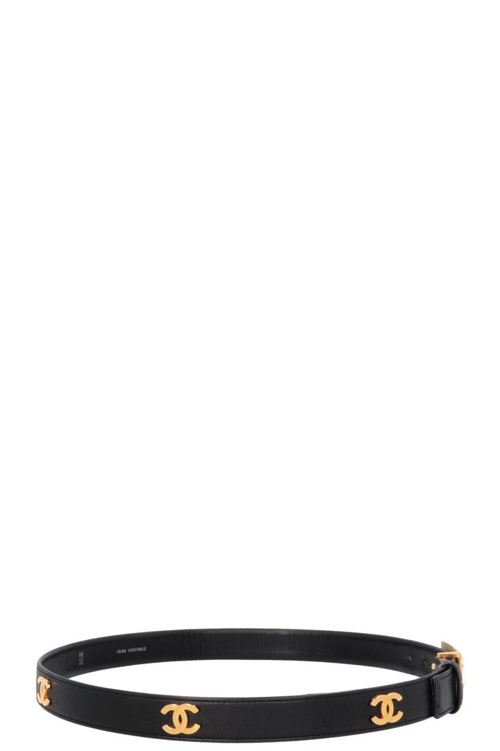 CHANEL 1997 CC Logo Belt Black