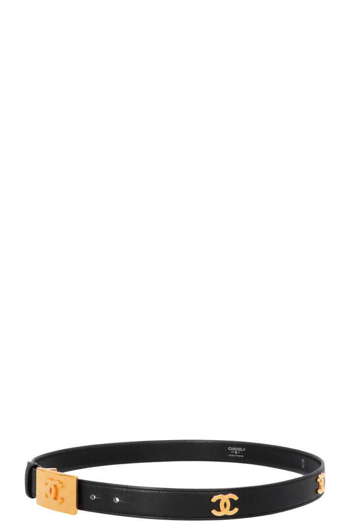 CHANEL 1997 CC Logo Belt Black