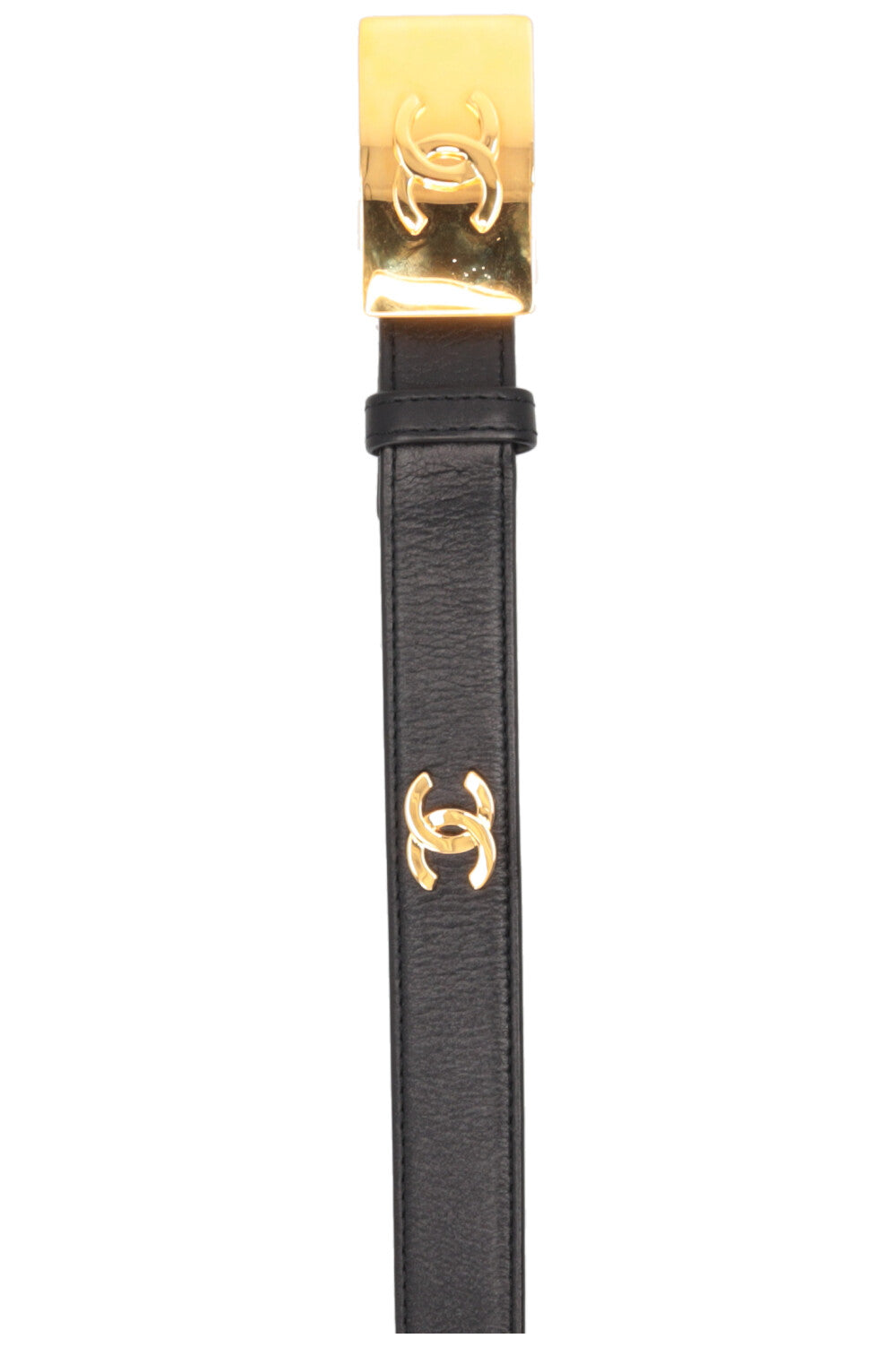 CHANEL 1997 CC Logo Belt Black