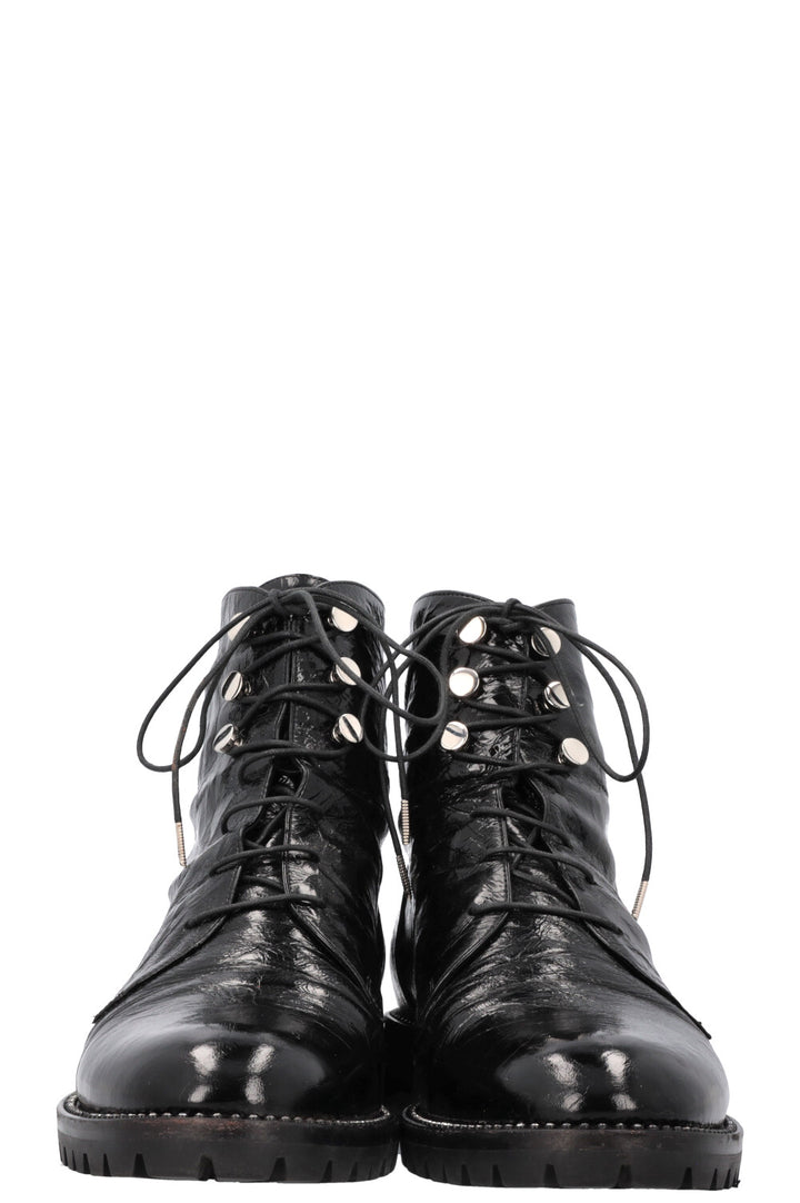 CHRISTIAN DIOR Rebelle Boots Black Crinkled Patent Leather