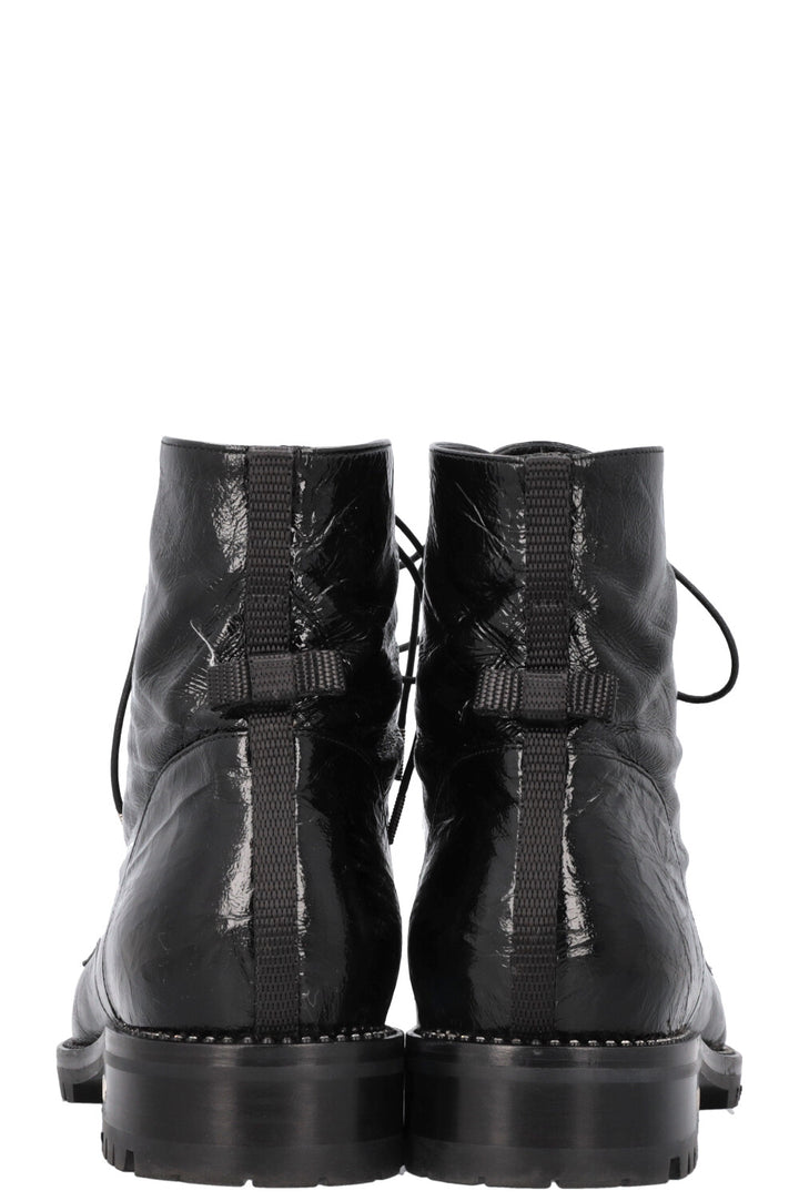 CHRISTIAN DIOR Rebelle Boots Black Crinkled Patent Leather