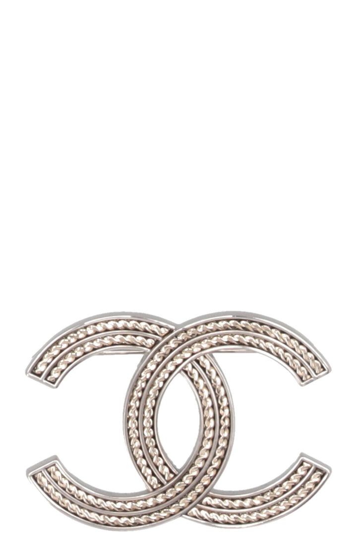CHANEL 2025 CC Chain Brooch Silver