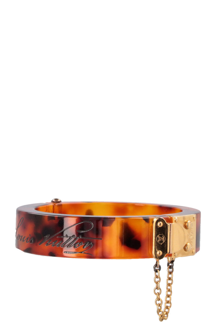 LOUIS VUITTON Lock Me Tortoise Resin Bracelet Brown